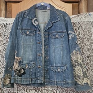 Chico Art Deco Denium Jean Jacket Size 0
